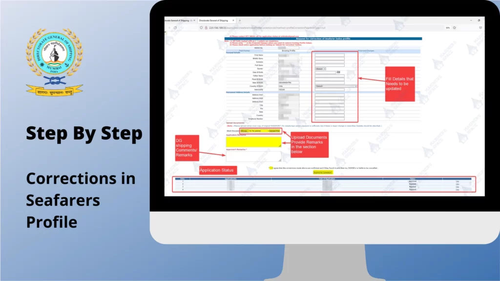 corrections to seafarers profile